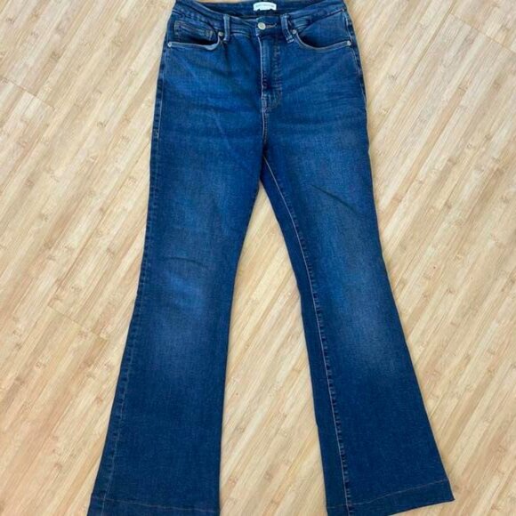 Good American Good Legs Flare Jeans 6/28 Medium Wash Blue 004 30" Inseam Organic - Picture 1 of 8